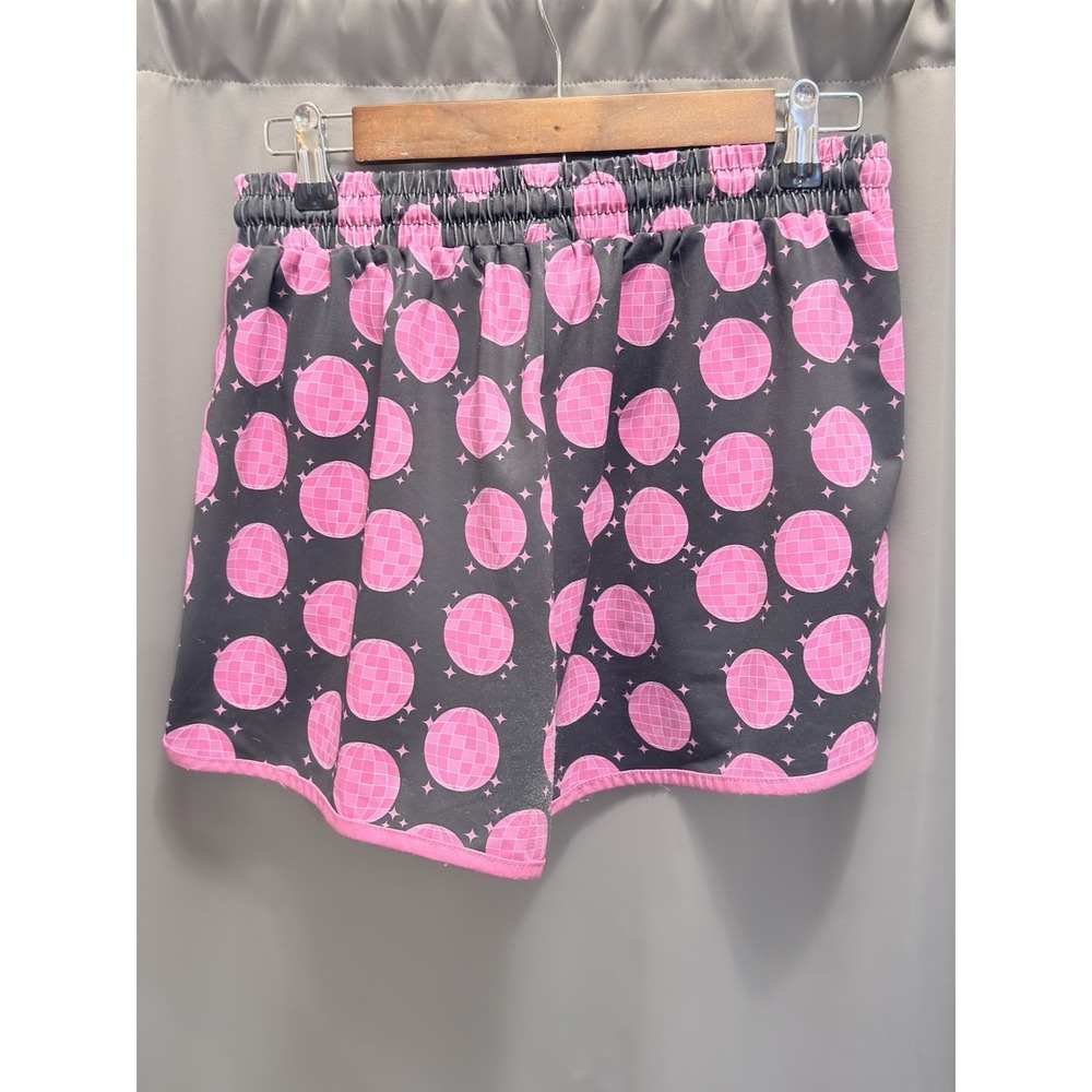 Jess Lea Let's Go Party Disco Ball 🪩 Activewear Pink Shorts Women's Sz L - Picture 5 of 14